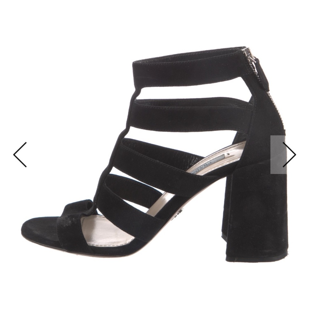 Prada Black Suede Block Heel Sandal - Picture 2 of 5